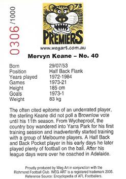 2005 Weg Art 73 Premiers 30th Anniversary #10 Mervyn Keane Back